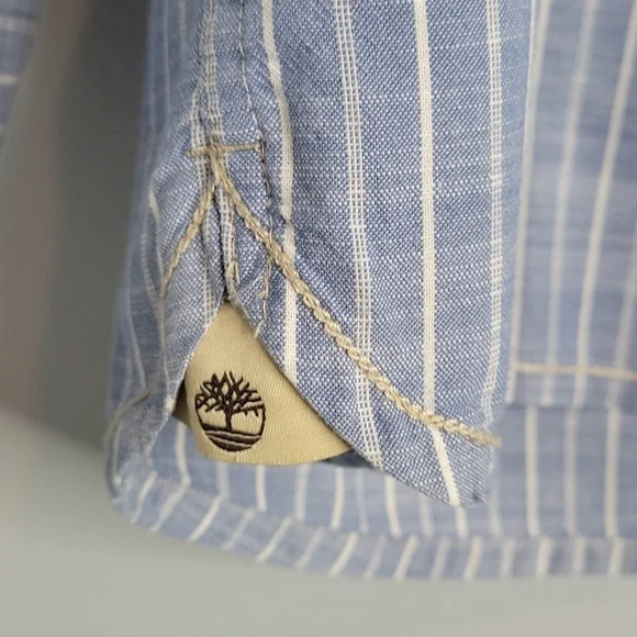 Men's Timberland Blue Striped Button Down Long sleeves Shirt Large